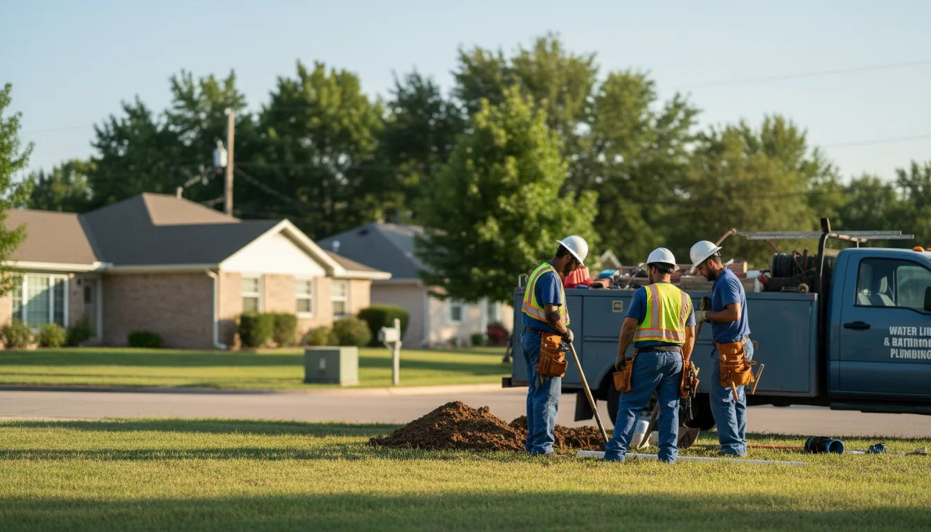 Residential water line and bathroom plumbing service in Brook, IN